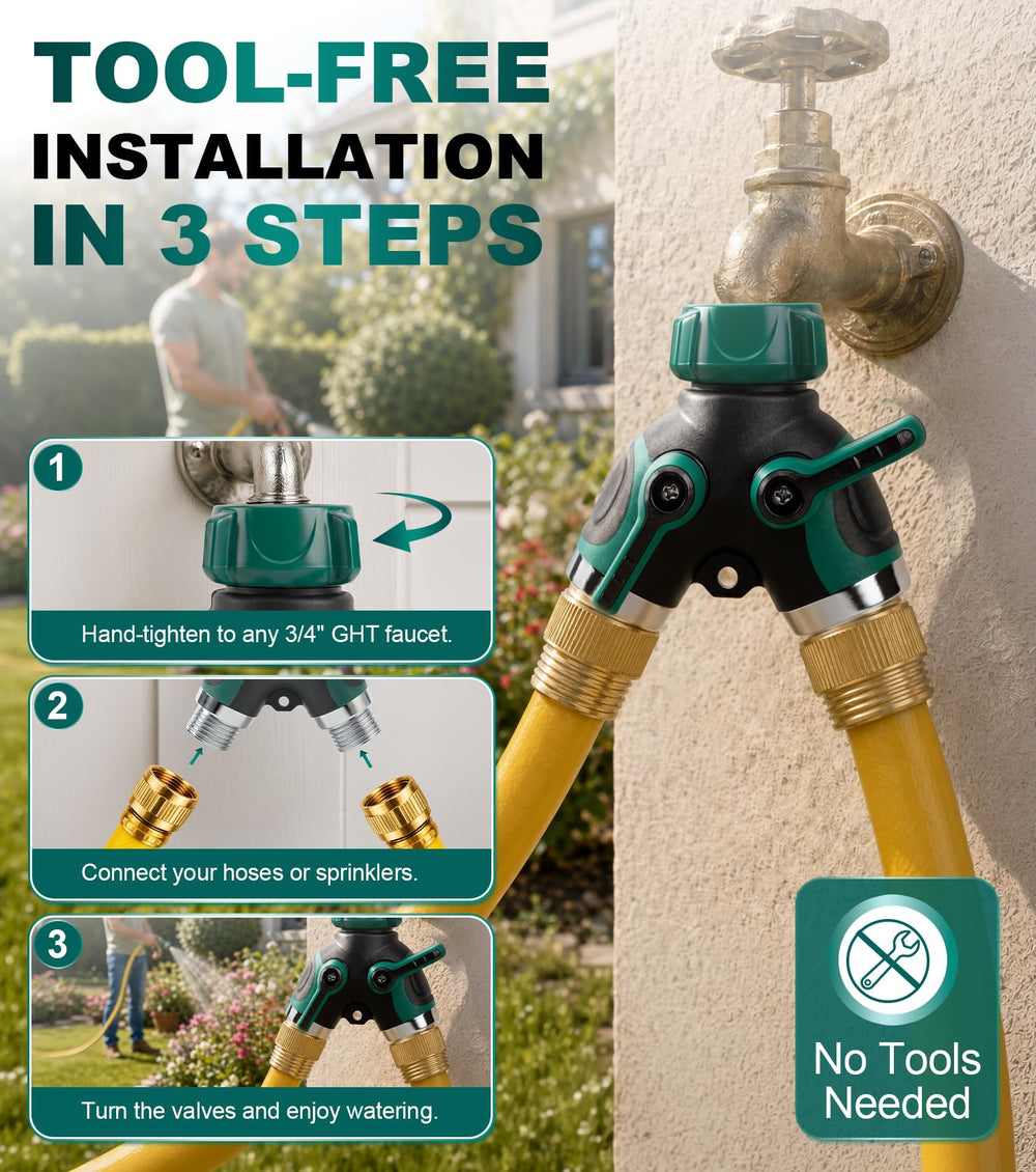 NovcenStar installed on outdoor faucet saving trips to the spigot