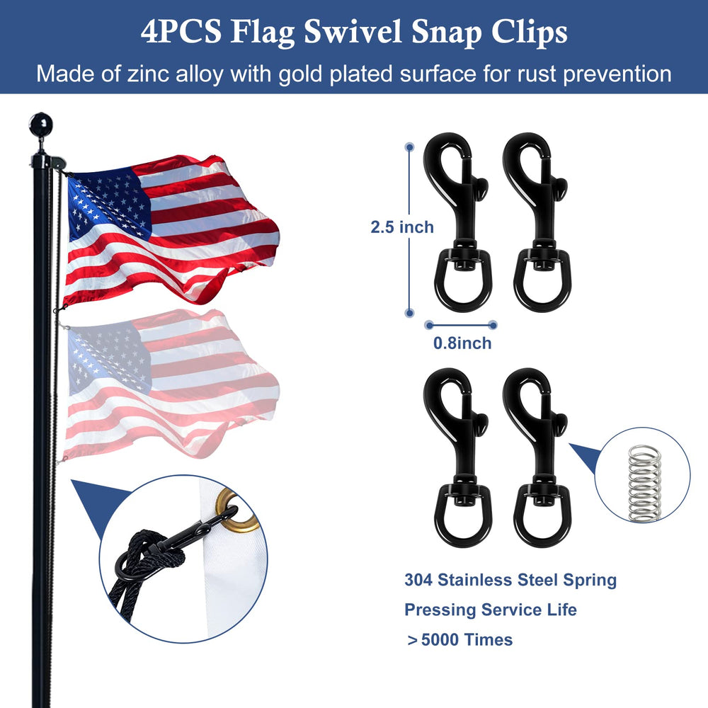 NQ swivel snap clips close-up showing 360-degree rotation to prevent tangling