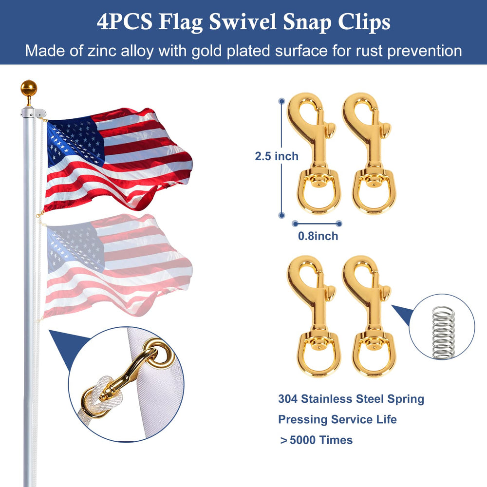 NQ swivel snap clips close-up prevent flag tangling and rotate