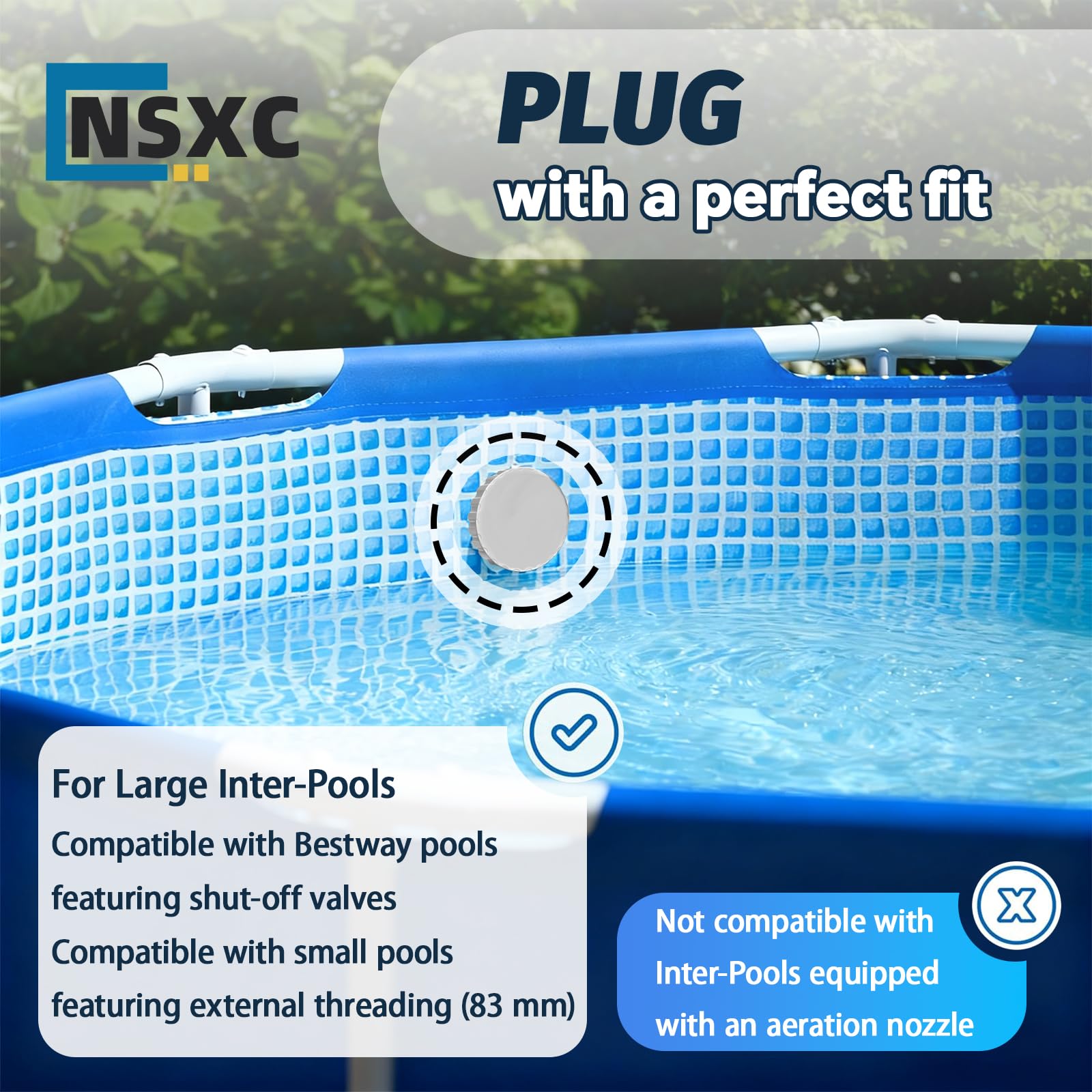Nsxc plug screwed into pool valve illustrating easy installation