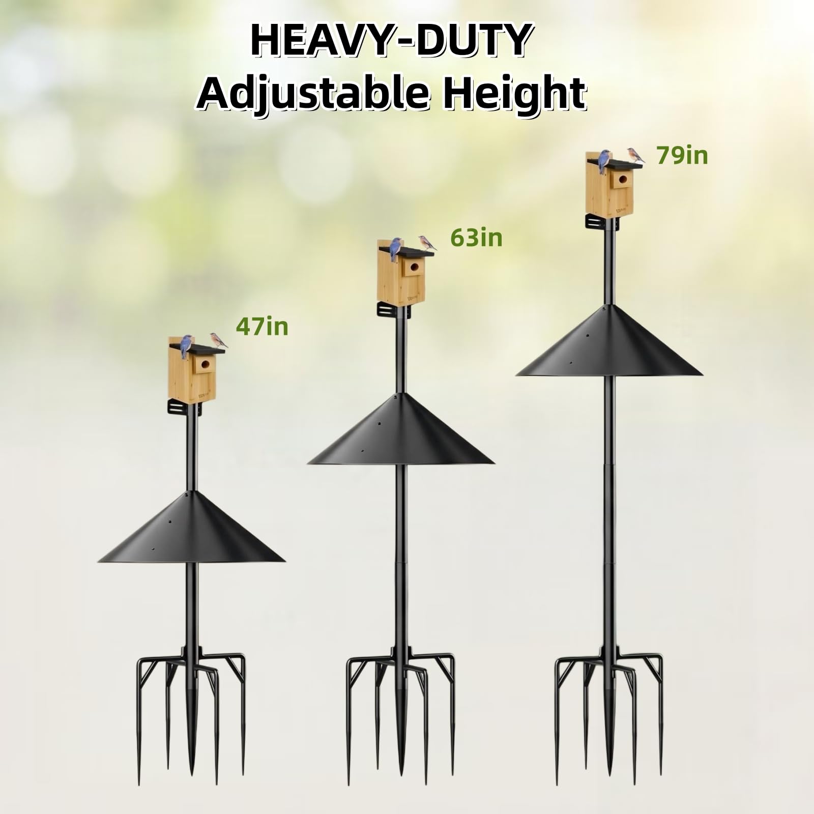 NSYOOMH feeder hanging in use on pole, demonstrates convenient bird access and clearance