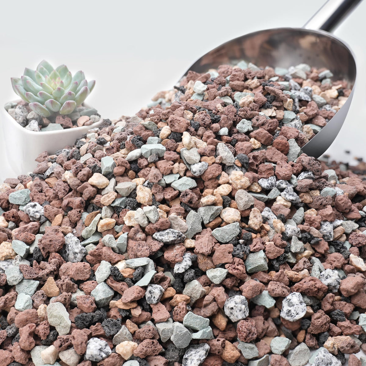 NUPICK front of bag showing 20lb mixed lava rocks and product label benefit