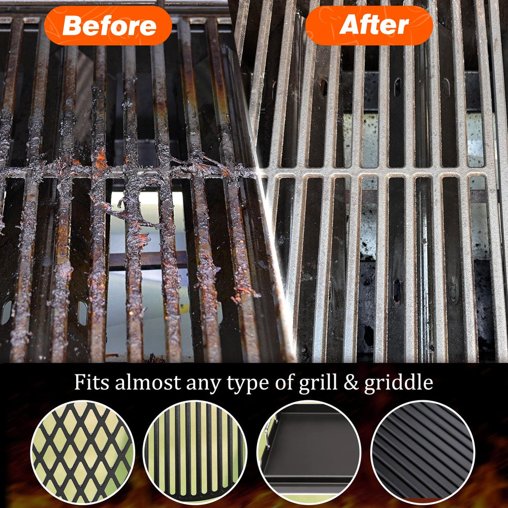 OATISLIFE brush in use on Weber grill showing safe cleaning