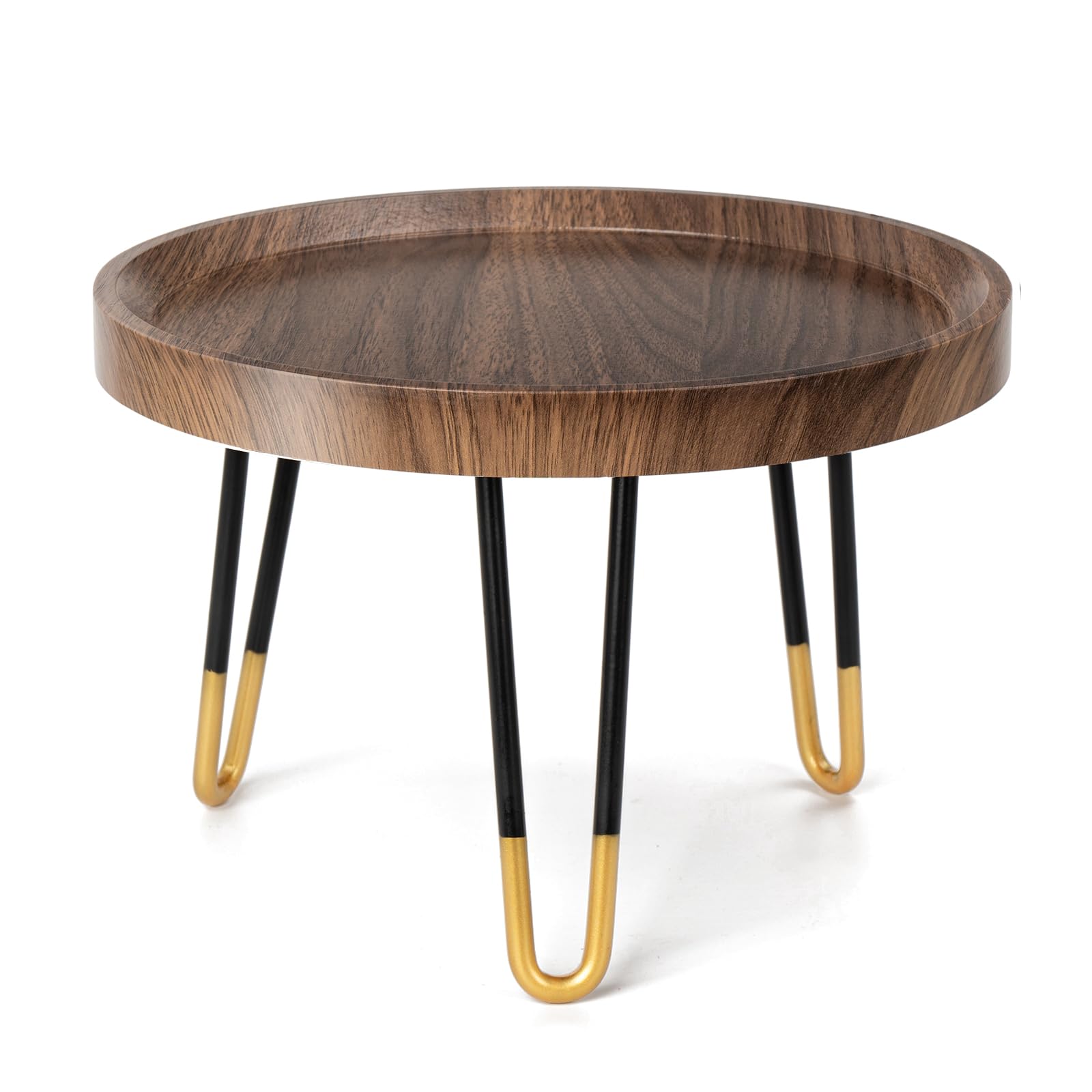 OBTAIN plant stand front view showing walnut color and modern silhouette benefits display