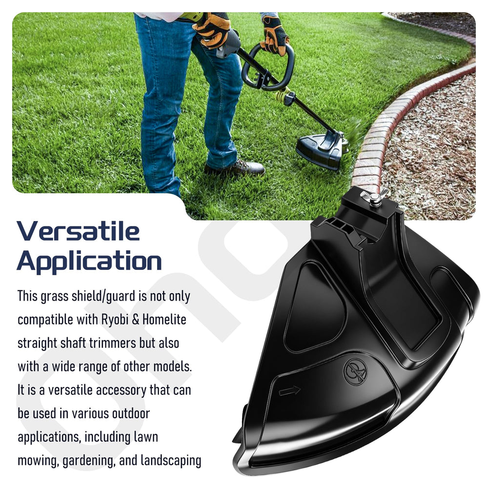 Ohoho guard installed on trimmer protecting head from debris benefit