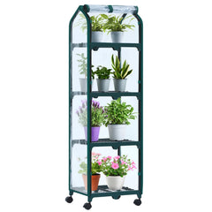 Ohuhu front view of mini greenhouse showing transparent cover and shelves for easy monitoring