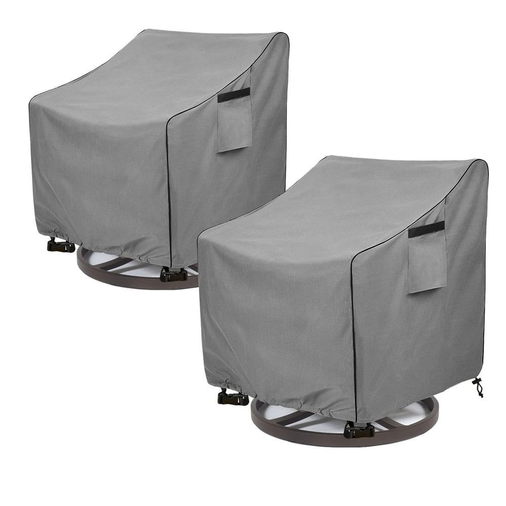 okcool front view showing two covered patio chairs protecting furniture
