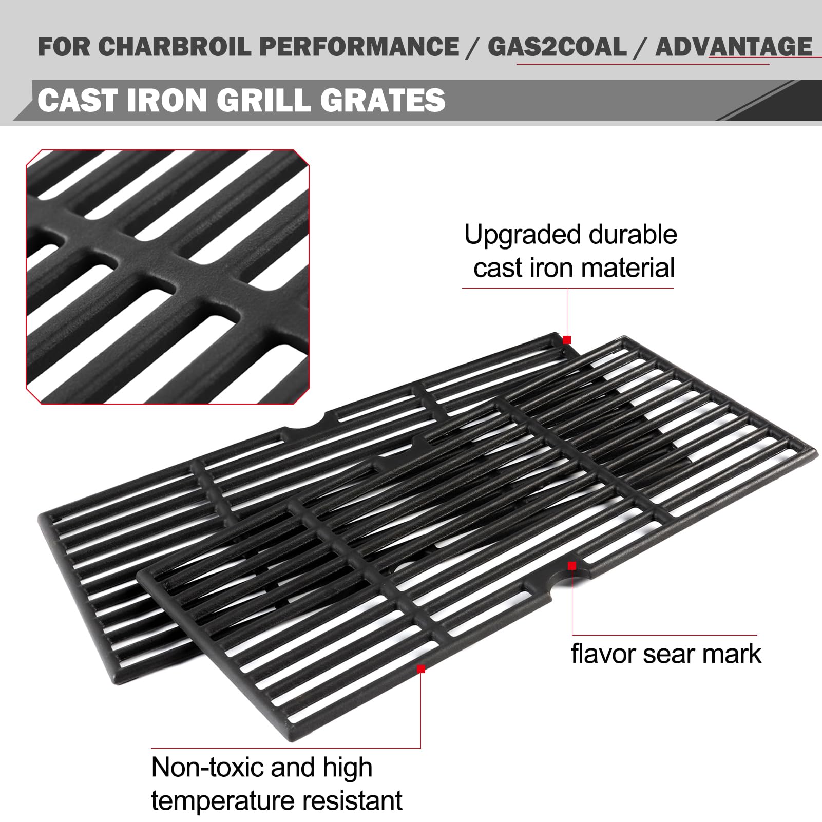 Oklagarden grates installed on a Char-Broil grill for even cooking