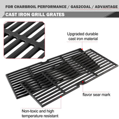Oklagarden grates installed on a Char-Broil grill for even cooking