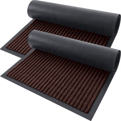 OLANLY front view of two mats showing modern stripes and curb appeal