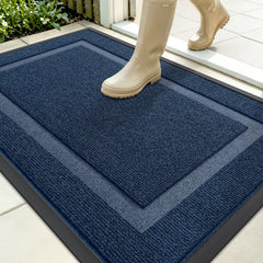 OLANLY front view of 35x23 doormat showing full patterned surface and welcoming entrance benefit