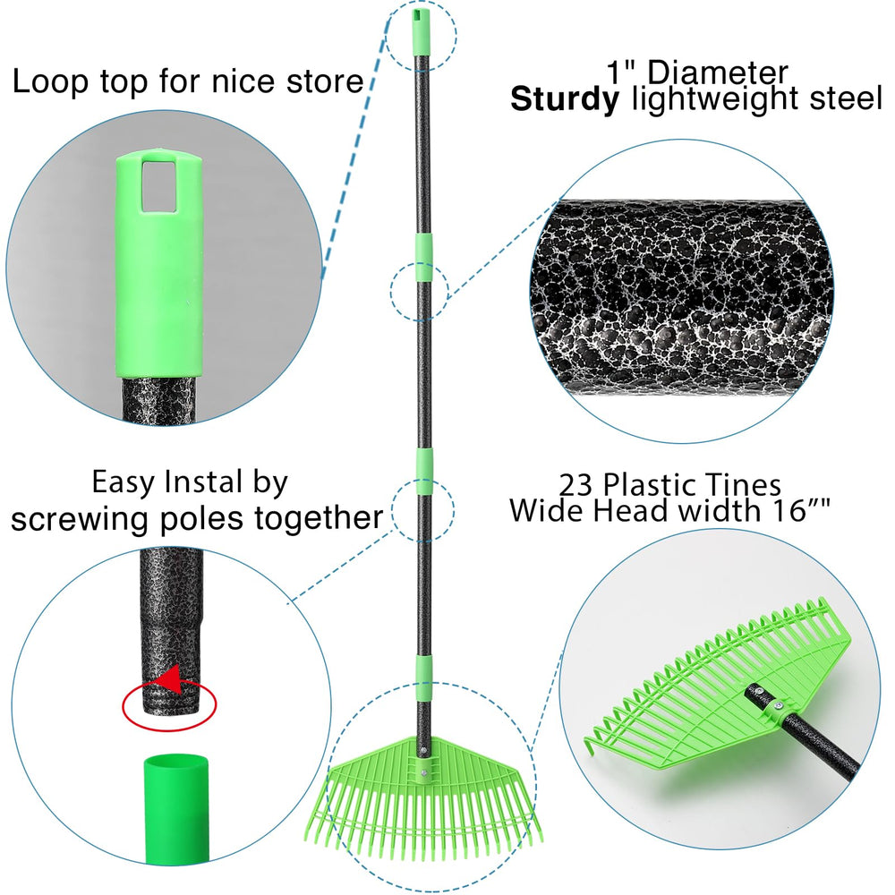 Oliynedy collapsed rake for compact storage and easy transport