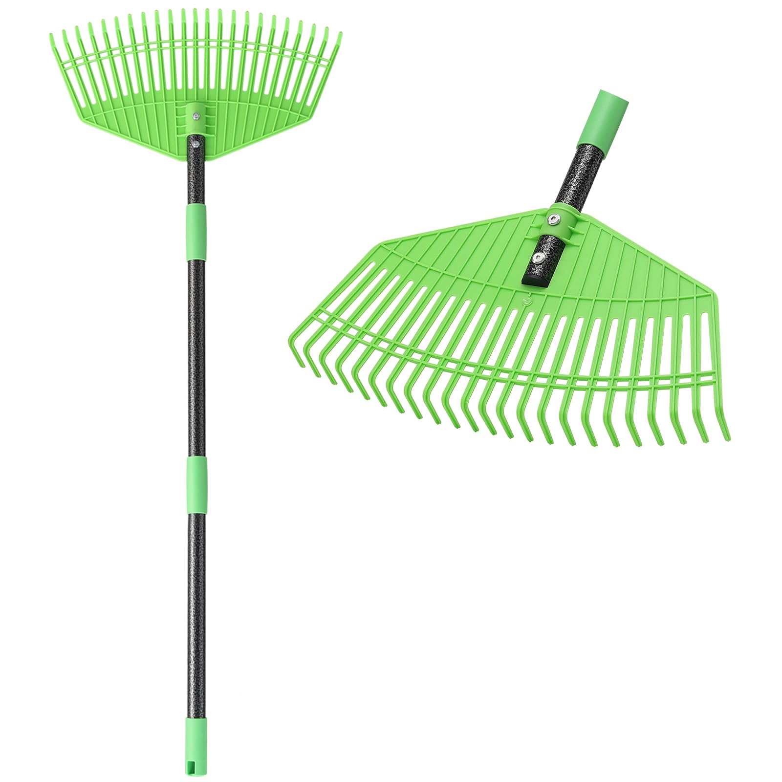 Oliynedy front view of 16-inch rake head showing wide coverage benefit