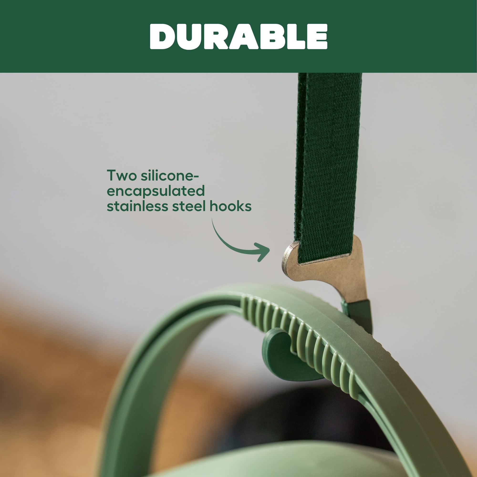 Omlet hanger holding a full 6-gallon waterer to demonstrate 50lb support