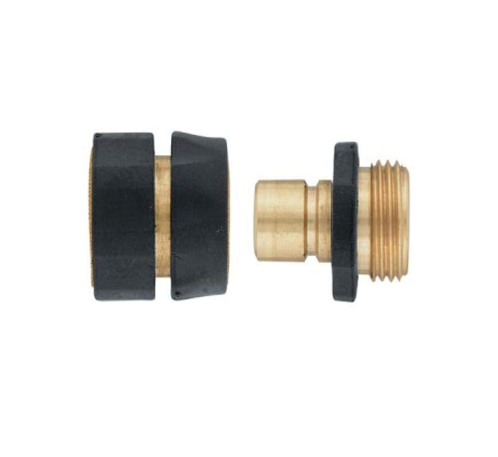 Orbit front view of brass quick connect showing ready-to-use durability