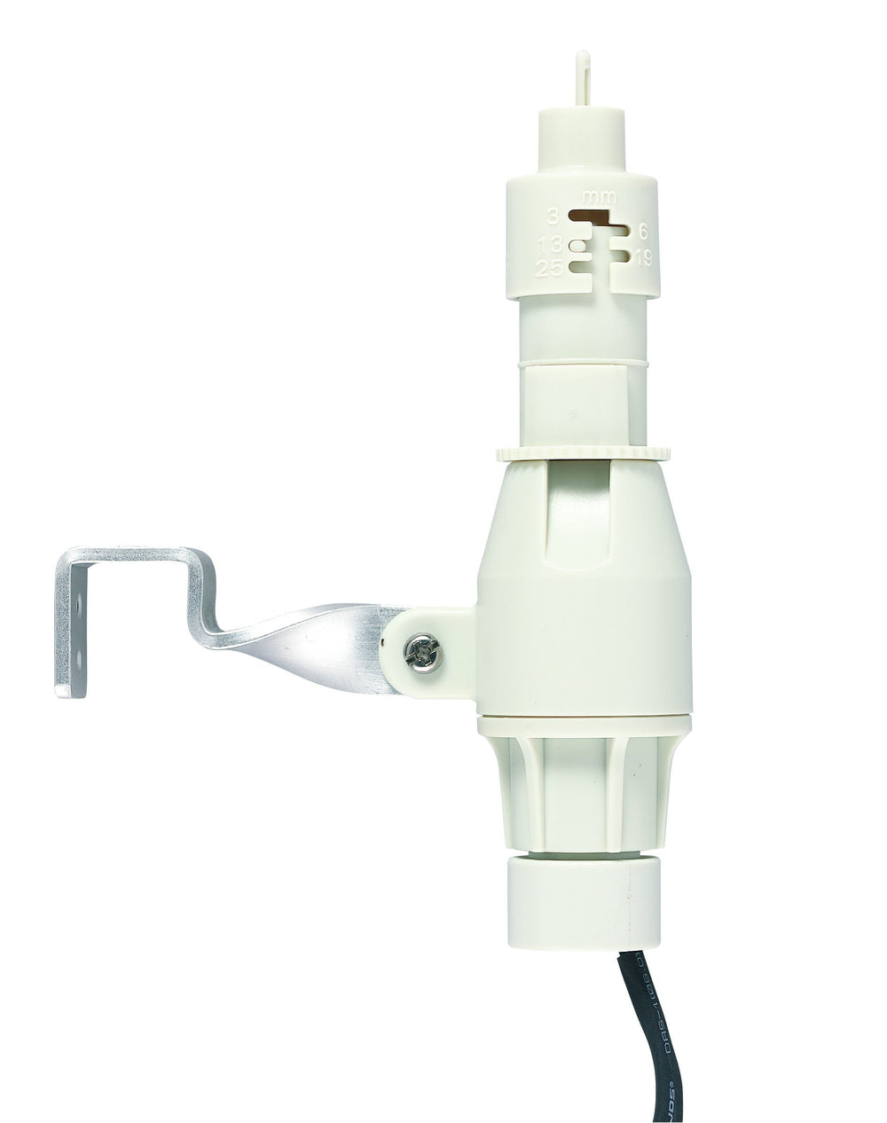 Orbit rain and freeze sensor front view showing compact weatherproof housing and disk slot, conserves water