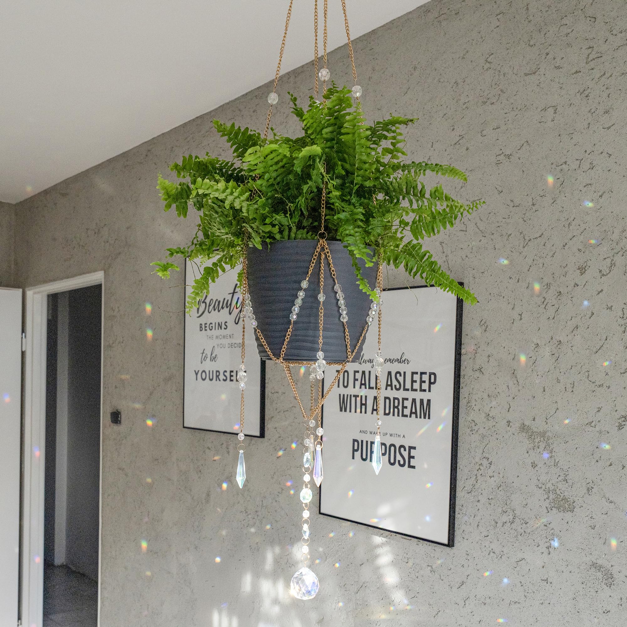 ORCHID AURA gold chain and S-hook connection for secure hanging