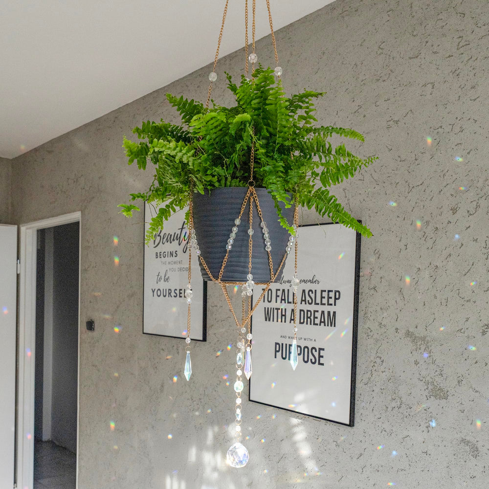 ORCHID AURA gold chain and S-hook connection for secure hanging