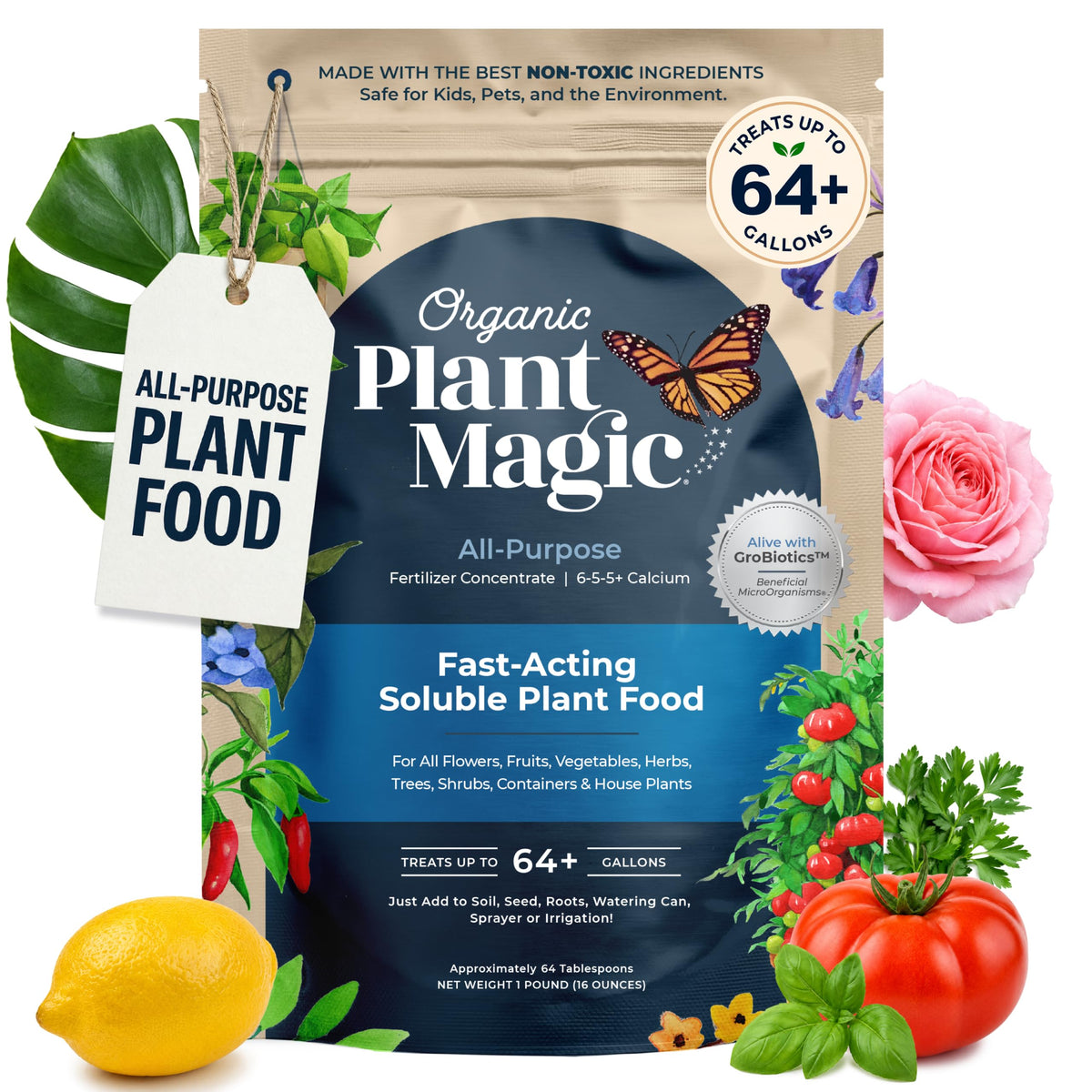 Organic Plant Magic front package showing product and benefits