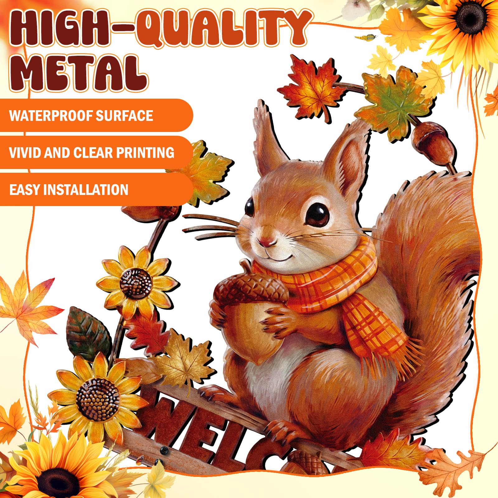 Otoolling squirrel stake placed in a flowerbed adding seasonal charm to garden