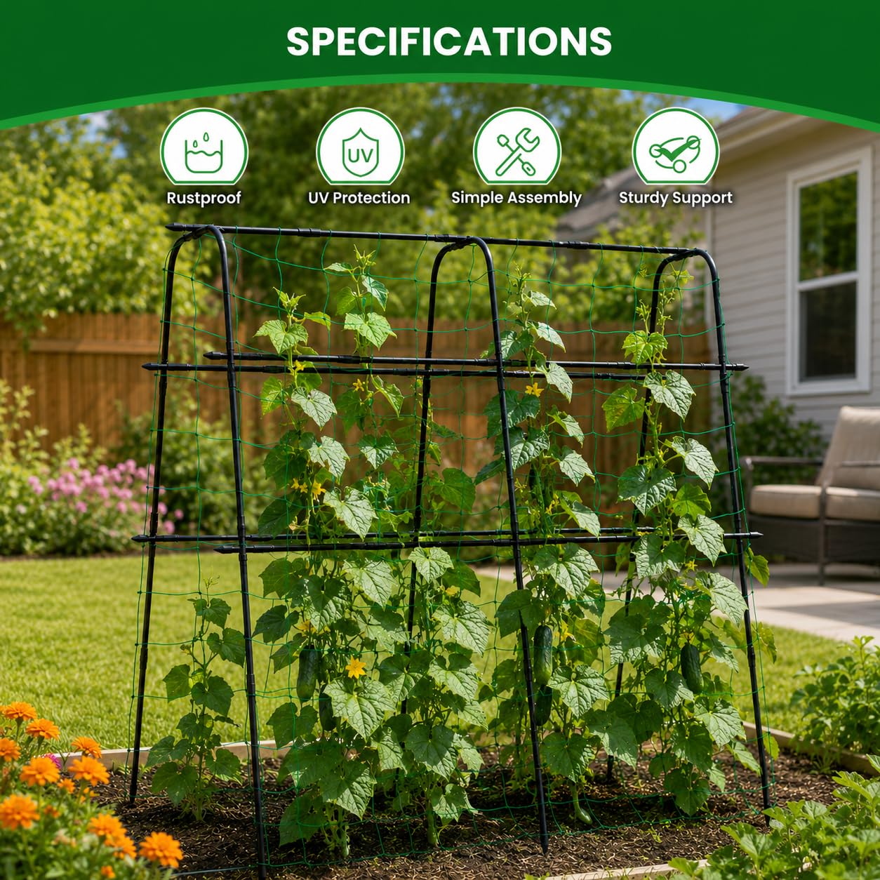 OTOSUNNY arch trellis in backyard setting showing space-saving garden benefit