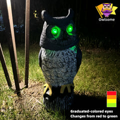 Owlsome rotating head action illustrating motion feature to startle wildlife