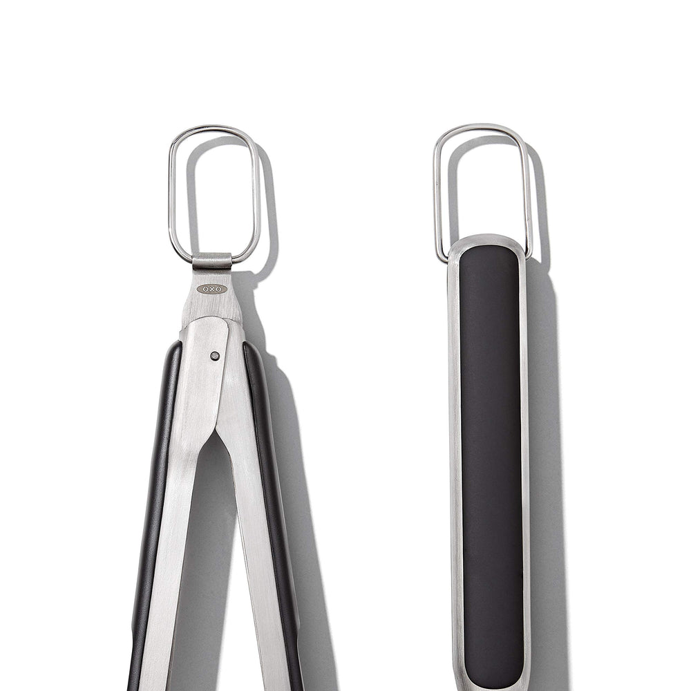 OXO tongs bottle opener detail showing convenient beverage access