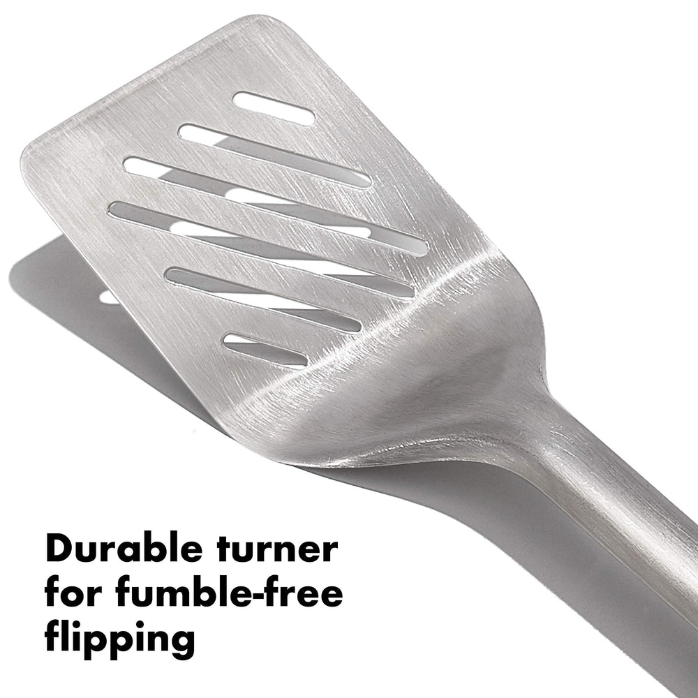 OXO turner beveled head close-up showing smooth slide benefit