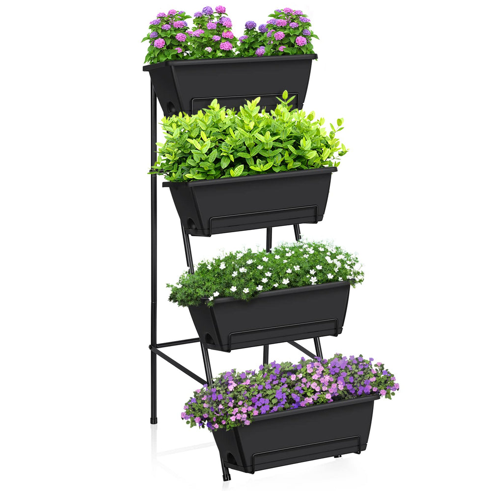 OYEAL vertical planter front view showing compact stacked bins and tidy layout