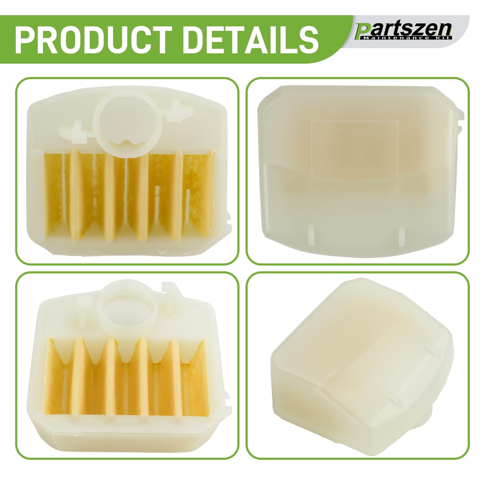 partszen included parts layout displaying filter, plug, lines and bulb for easy inventory