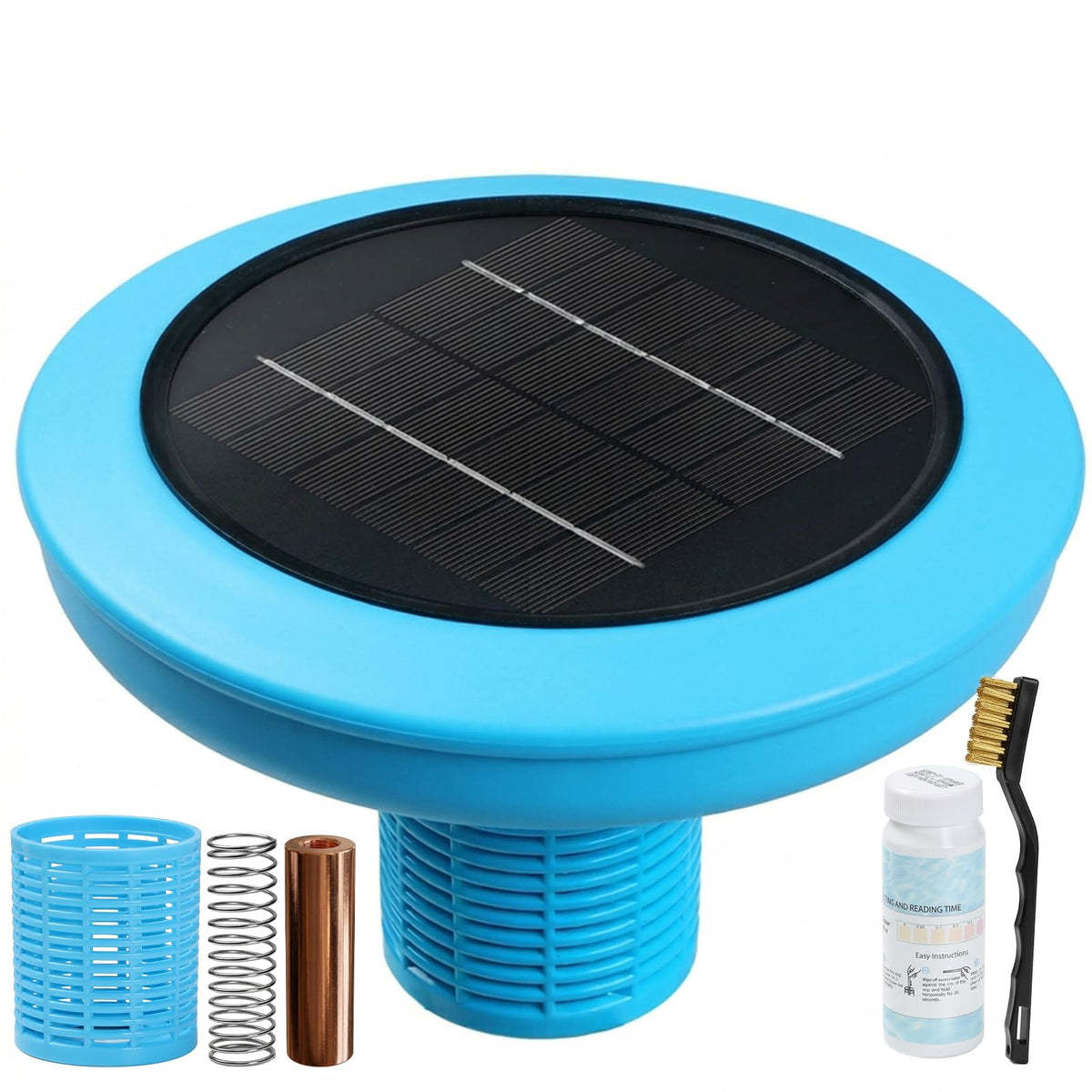 PASAMIC solar ionizer top view showing float and panel, simplifies pool care