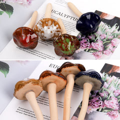 Peohud ceramic mushroom styled in a flower pot adding charm benefit: enhances container gardens