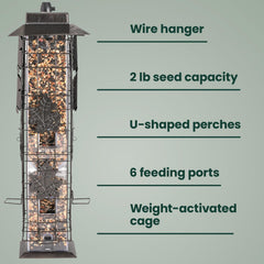 Perky-Pet clear seed reservoir showing seed level visibility benefit