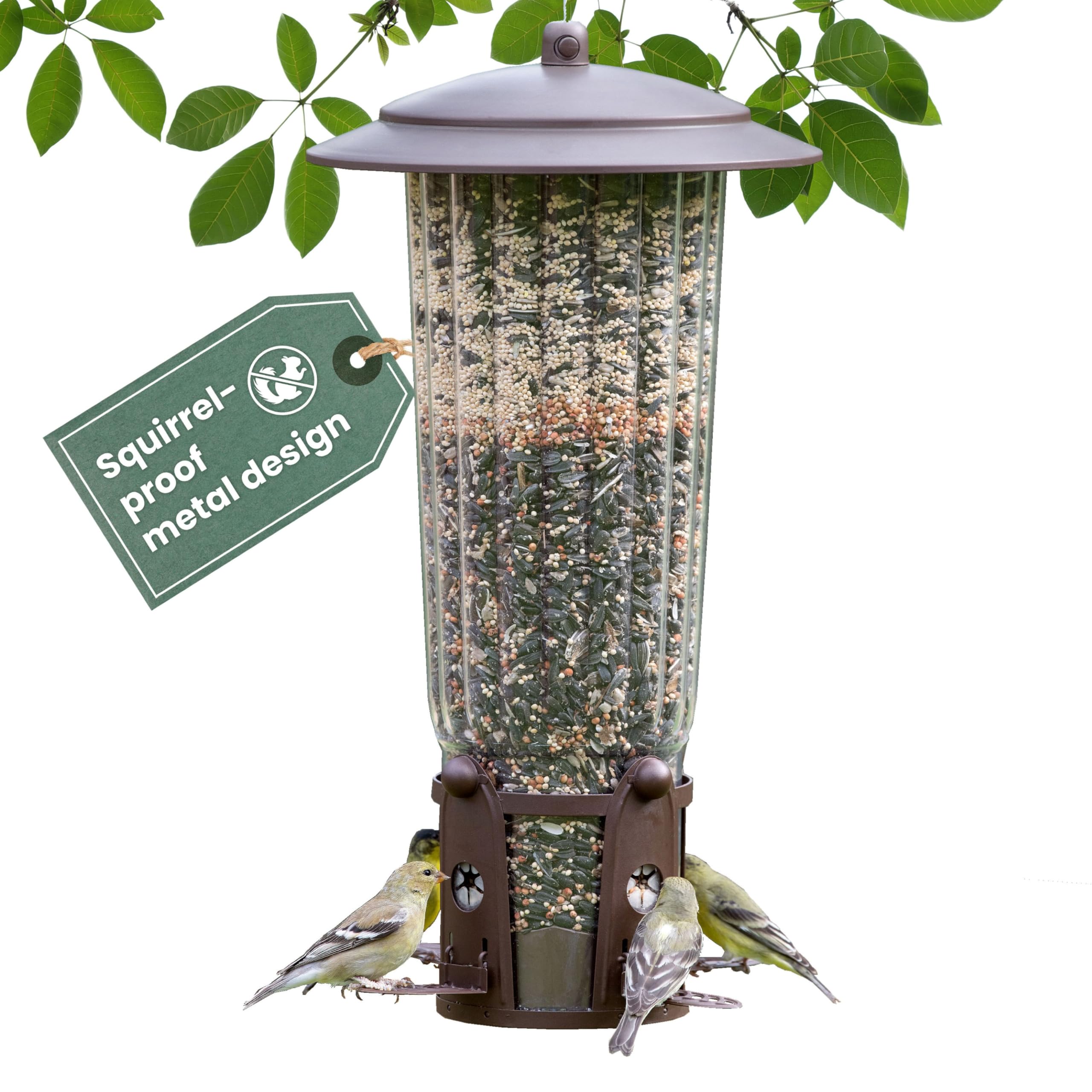 Perky-Pet front view showing four feeding stations and durable finish