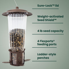 Perky-Pet Seed Shield mechanism detail protecting seed from squirrels