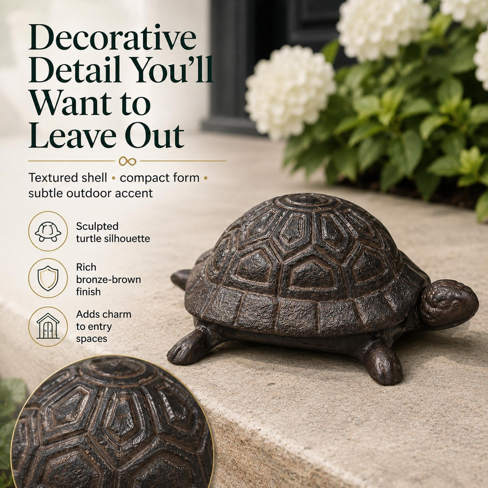 Pesilo turtle beside a hand showing scale and realistic garden blending benefit