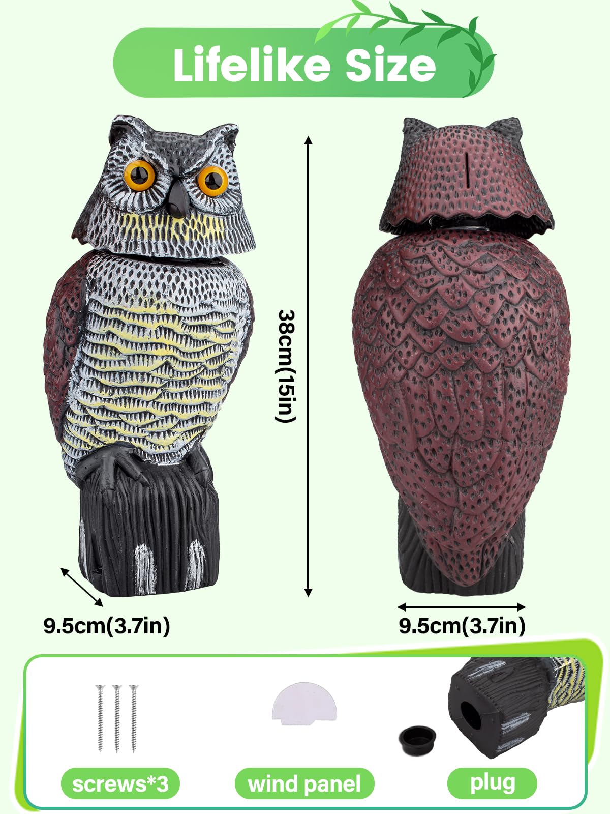 Pestvanish owl next to hand showing scale and visible presence benefit