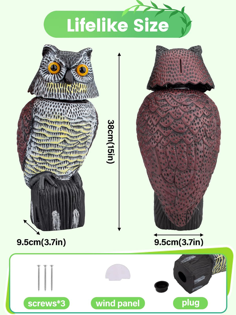 Pestvanish owl next to hand showing scale and visible presence benefit
