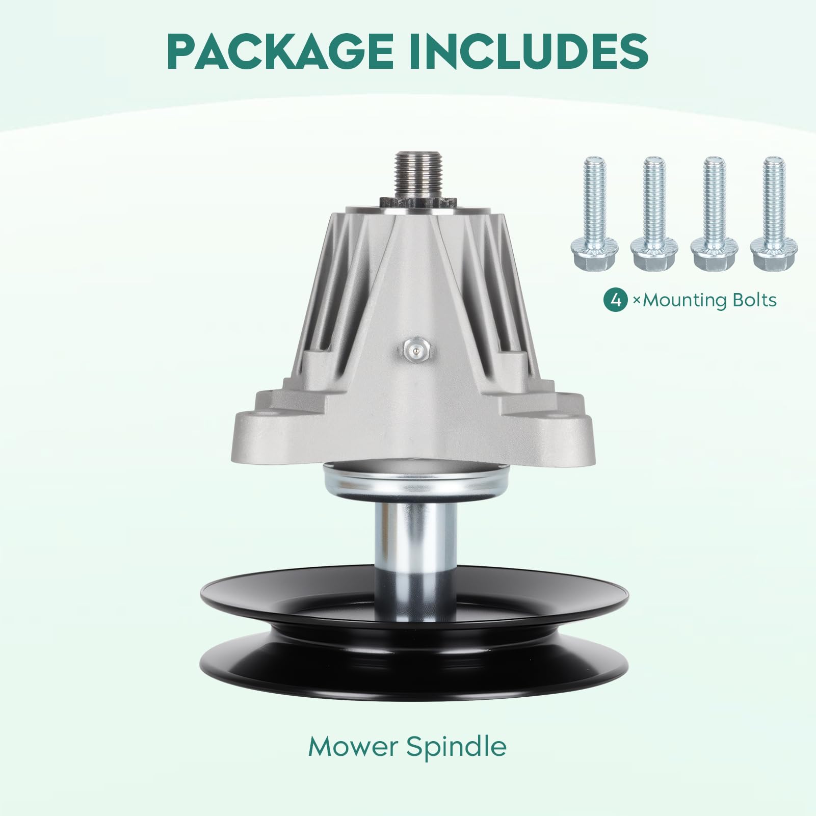 PetMigo spindle installed on 54" deck, restores smooth deck rotation