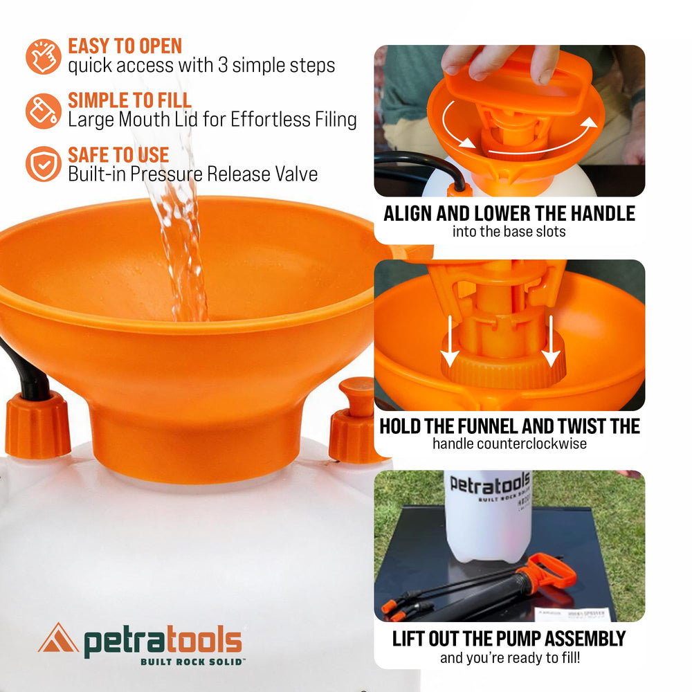 PetraTools translucent tank and large ergonomic handle for comfortable use