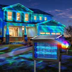 PhatroyYee front view of bug zapper showing projector lights and grid, reduces outdoor pests