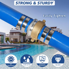 Picatu hose attached to a pool pump demonstrating secure, leak-resistant flow