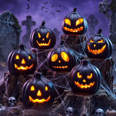 Pinkunn front pumpkin lamp showing glowing face for party ambiance