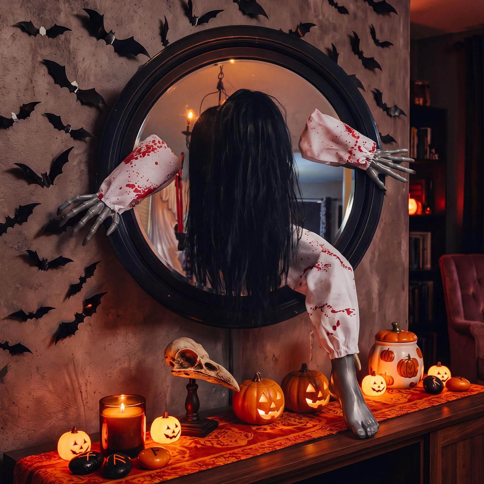 Pinkunn lifestyle porch display night showing scary impact and ambiance