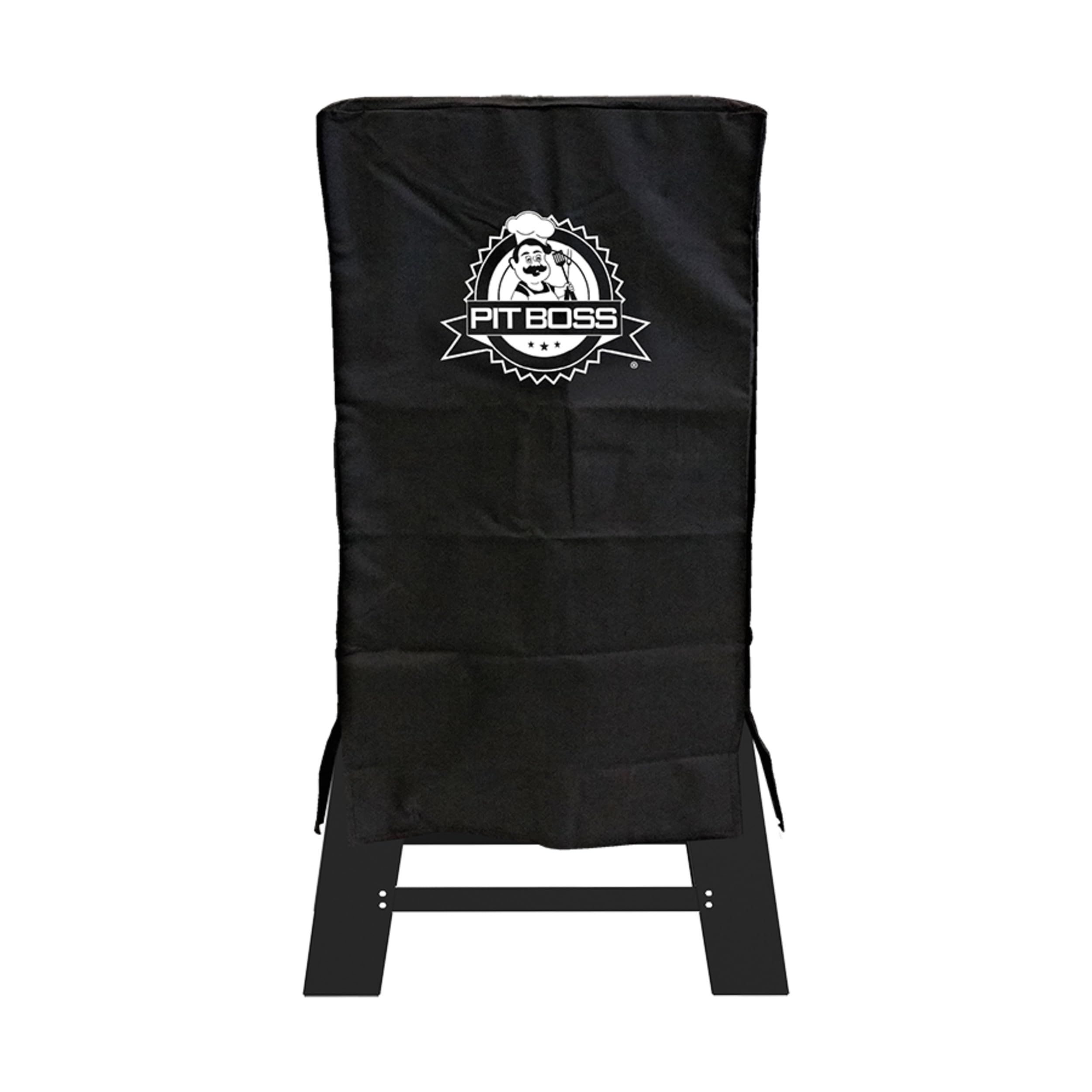 Pit Boss cover front view protecting smoker from rain and sun