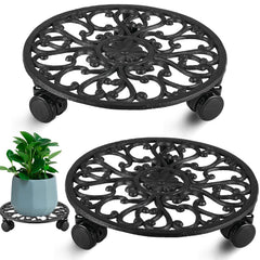 Planterhoma front view of metal plant stand showing sturdy base and tray benefit