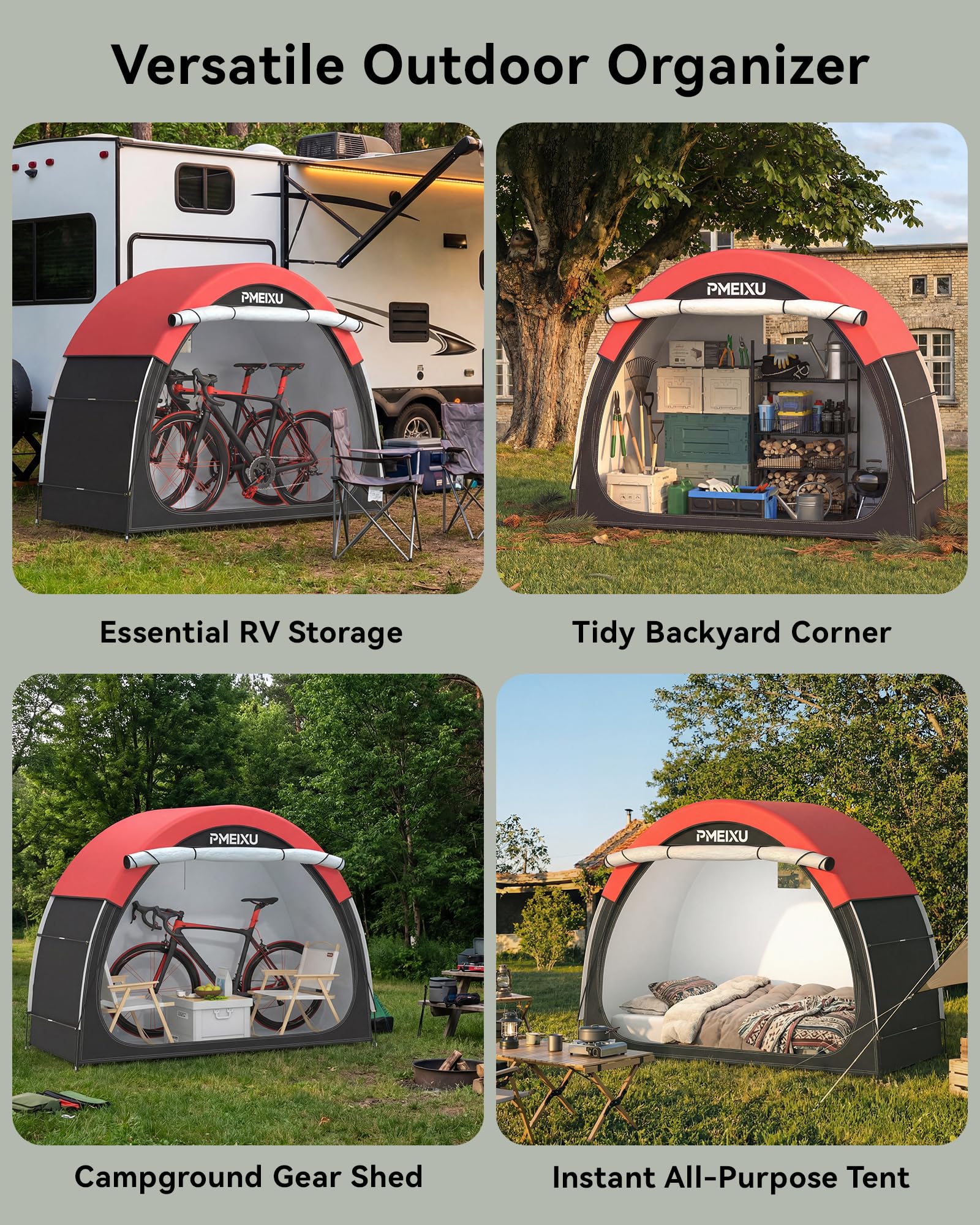PMEIXU tent folded inside compact carry bag for transport and storage