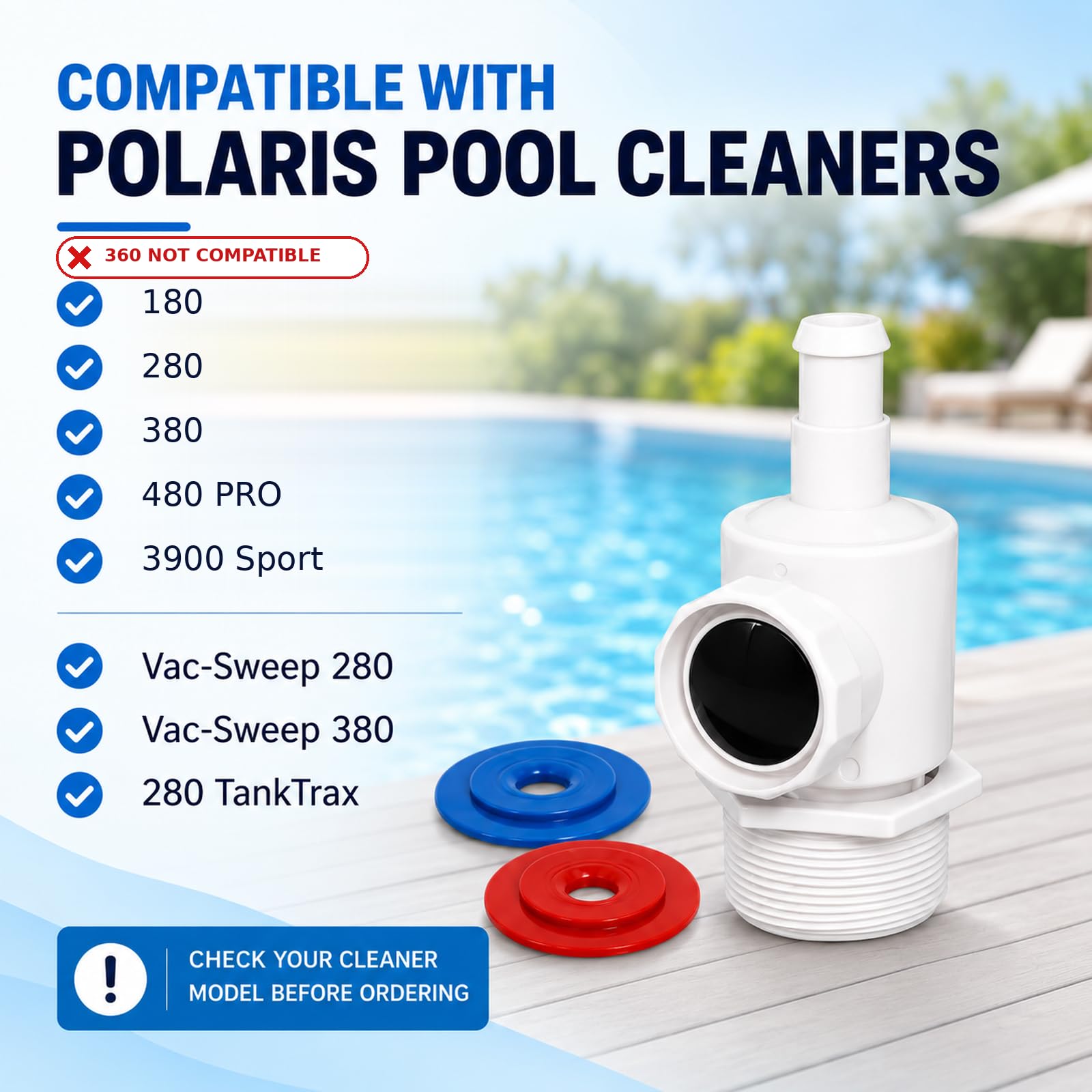 Podoy red and blue restrictor disks displayed to adjust pump flow and control speed
