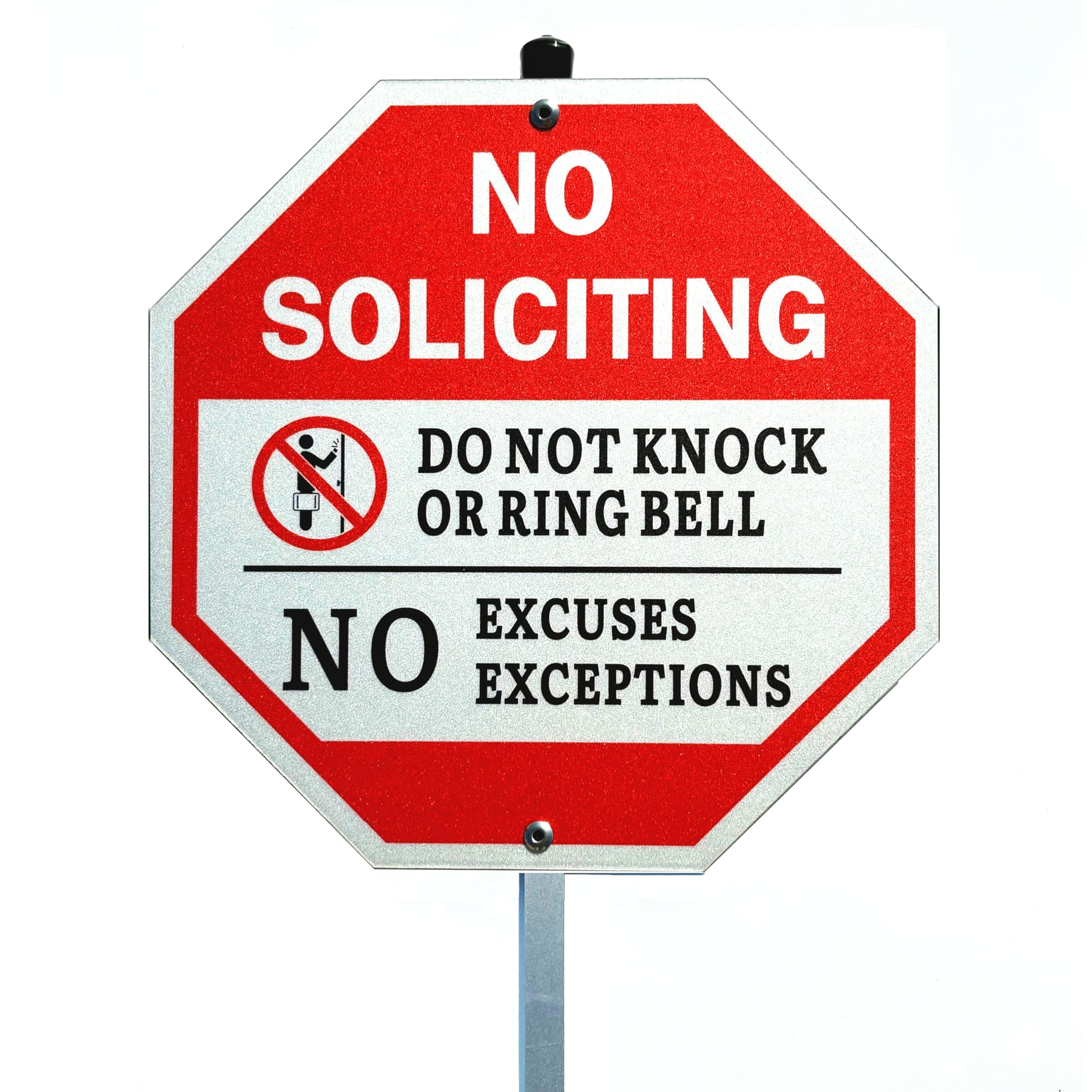 Poicrm front view sign on stake showing clear message and visible deterrent