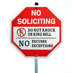 Poicrm front view sign on stake showing clear message and visible deterrent